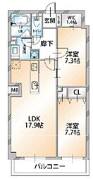 KDXレジデンス溝の口 2LDKの間取図画像
