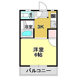 コーポマルミ 1Kの間取図画像