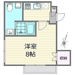 ノースアパートメント 1Kの間取図画像