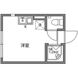 グラード平和台 1階ワンルームの間取り