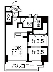 シーズンフラッツ錦糸町ウエスト 2LDKの間取図画像