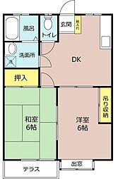 サンパレス若宮 2DKの間取図画像