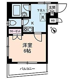 ハイツヤスハラ 3階1Kの間取り