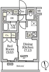 アークマーク南品川 1階1DKの間取り