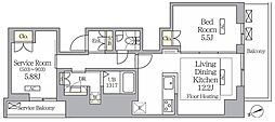 ヴェント四谷 1SLDKの間取図画像