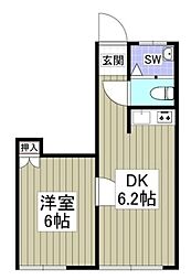 メゾンエトワール 1階1DKの間取り