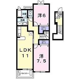 ヴィラプルメリア 2LDKの間取図画像
