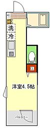 MELDIA生田2 1Kの間取図画像