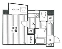 エスコート渋谷 7階1Kの間取り