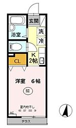テラス明大前 1Kの間取図画像