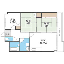 コーポ社領 403 4階3LDKの間取り