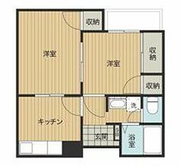 山王ハイツ 2DKの間取図画像