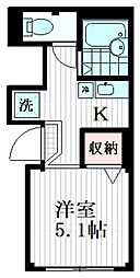 フラワーコーポ 1Kの間取図画像