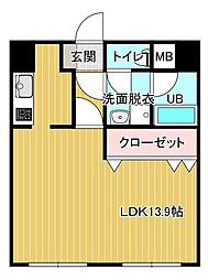 エステート・モア天神AXIS ワンルームの間取図画像