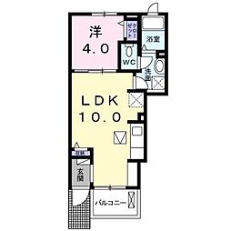 ドゥーエ 1LDKの間取図画像