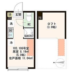 ハーモニーテラス和泉5 ワンルームの間取図画像