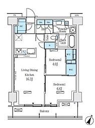 ロイヤルパークス赤羽ノース 5階2LDKの間取り