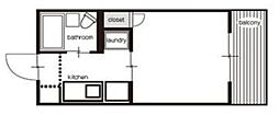 イーグル駒場 1Kの間取図画像