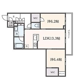 グルースコンコルディア 2階2LDKの間取り