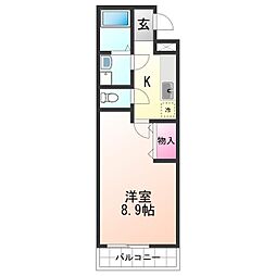 サンクローズ 2階1Kの間取り