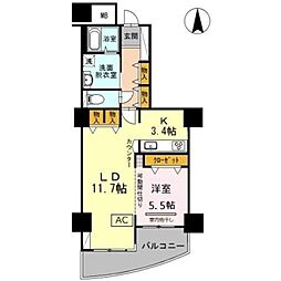品川シーサイドビュータワー2 1LDKの間取図画像