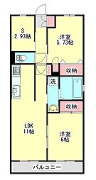 フラワーハイツ 2SLDKの間取図画像