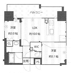 ZOOM本郷 2LDKの間取図画像