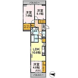 アベニール大倉山 3LDKの間取図画像