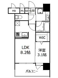 エンクレストベイ天神東2 1LDKの間取図画像