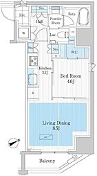 パークアクシス浅草橋2 10階1LDKの間取り