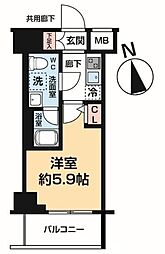 ヴァローレ松戸フィーロ 1Kの間取図画像