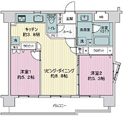 グレイスコート府中駅前 2LDKの間取図画像