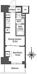 コンフォリア東新宿 3階1DKの間取り
