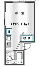 グリーンハイツ 1階ワンルームの間取り