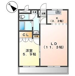 エンジョイライフ 3階1LDKの間取り