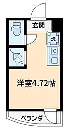 Cube kanamachi V 2階ワンルームの間取り