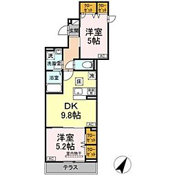 セレスティア柴又VII 2DKの間取図画像