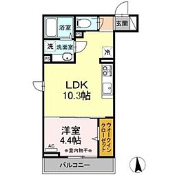 セジュール河辺 1LDKの間取図画像