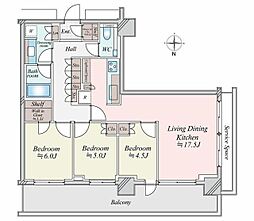 パークシティ中野ザタワーエアーズ 3LDKの間取図画像
