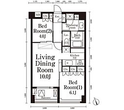 パークキューブ春日安藤坂 2LDKの間取図画像