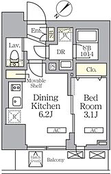 プライムガーデン大森 1204 12階1DKの間取り
