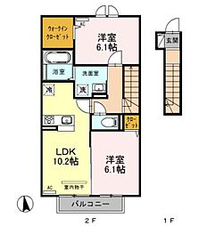 ボナール泉台B 2LDKの間取図画像