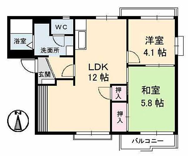 リベラ香西　Ｂ棟 ｜香川県高松市香西東町(賃貸アパート2LDK・1階・49.44㎡)の写真 その2