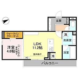 (仮称)D-ROOM福住 B棟 1LDKの間取図画像