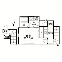 Ｏｐｕｓ　ＩＩ 2階1Kの間取り