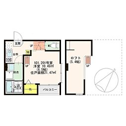 プランドール神戸 1Kの間取図画像
