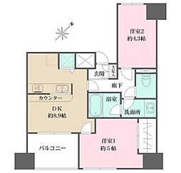 ウィン千駄木 2DKの間取図画像