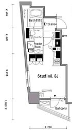 パークアクシス新板橋イースト 4階ワンルームの間取り
