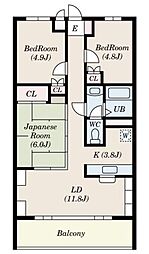 グランドール一橋学園I 3階3LDKの間取り