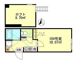 Mighty武蔵中原 1Kの間取図画像